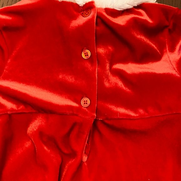 Toddler Size 2 Red Velveteen Christmas Fancy Dress with White Furry Edges - Picture 5 of 5
